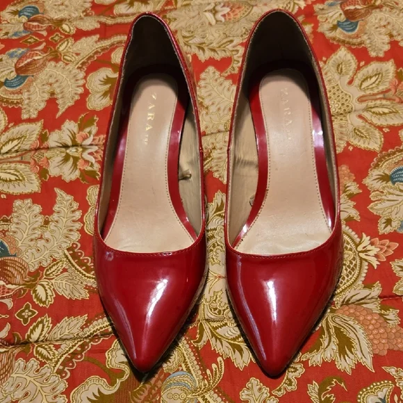 Zara Shoes Zara Red Patent Leather Heels With Classic